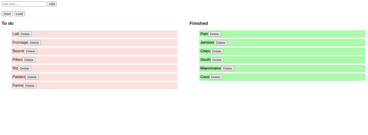 Image du project liste de course